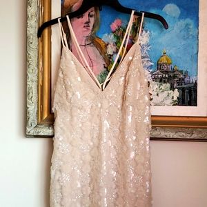 Champagne Strappy, Sexy Sequined Dress